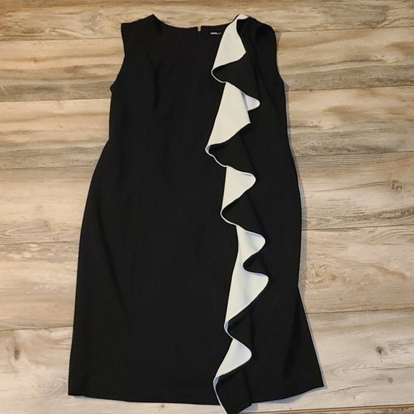 Karl Lagerfeld Paris black midi dress with ruffle - Picture 1 of 7